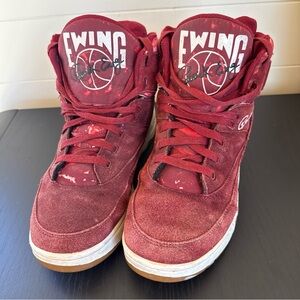 Patrick Ewing 33 HI Top Red Suede Sneakers - Size US 8 EUR 41 Vintage